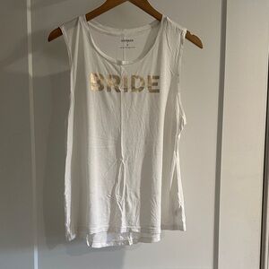 Express White Tank Top with Gold 'BRIDE' Print